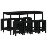 9 Piece Garden Bar Set Black Solid Wood Pine