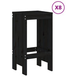 9 Piece Garden Bar Set Black Solid Wood Pine