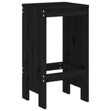 9 Piece Garden Bar Set Black Solid Wood Pine