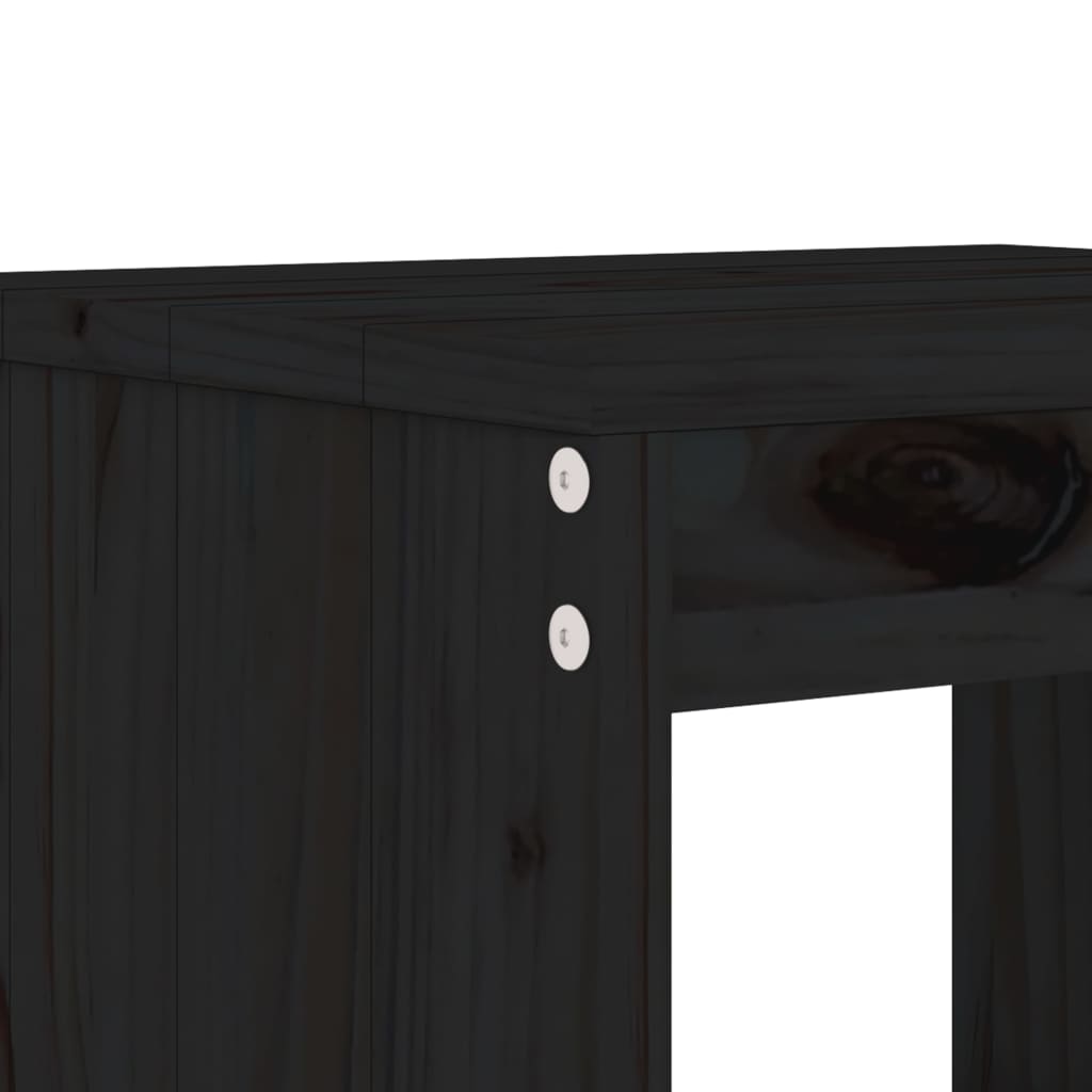9 Piece Garden Bar Set Black Solid Wood Pine