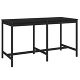 9 Piece Garden Bar Set Black Solid Wood Pine - Rear View