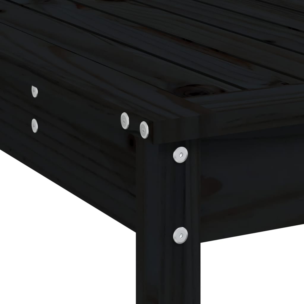 9 Piece Garden Bar Set Black Solid Wood Pine