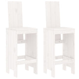 3 Piece Garden Bar Set White Solid Wood Pine - Side View