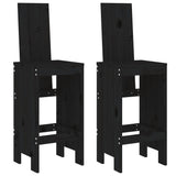 3 Piece Garden Bar Set Black Solid Wood Pine - Side View