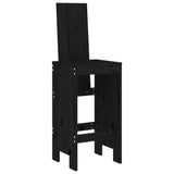 3 Piece Garden Bar Set Black Solid Wood Pine - Top-Down View