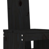 3 Piece Garden Bar Set Black Solid Wood Pine - 45-Degree Angle