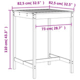 3 Piece Garden Bar Set Black Solid Wood Pine - Extra Image