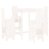 5 Piece Garden Bar Set White Solid Wood Pine - Front View