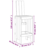 5 Piece Garden Bar Set White Solid Wood Pine - Extra Image