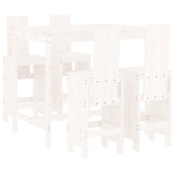5 Piece Garden Bar Set White Solid Wood Pine - Front View