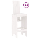 5 Piece Garden Bar Set White Solid Wood Pine - Side View