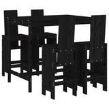 5 Piece Garden Bar Set Black Solid Wood Pine - Front View