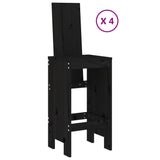 5 Piece Garden Bar Set Black Solid Wood Pine - Side View