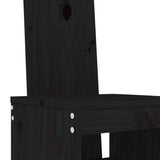 5 Piece Garden Bar Set Black Solid Wood Pine - 45-Degree Angle