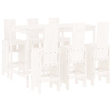 7 Piece Garden Bar Set White Solid Wood Pine - Front View