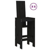 7 Piece Garden Bar Set Black Solid Wood Pine - Side View