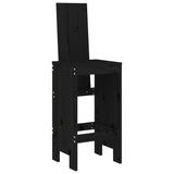 7 Piece Garden Bar Set Black Solid Wood Pine - Top-Down View