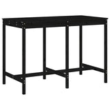 7 Piece Garden Bar Set Black Solid Wood Pine - Rear View