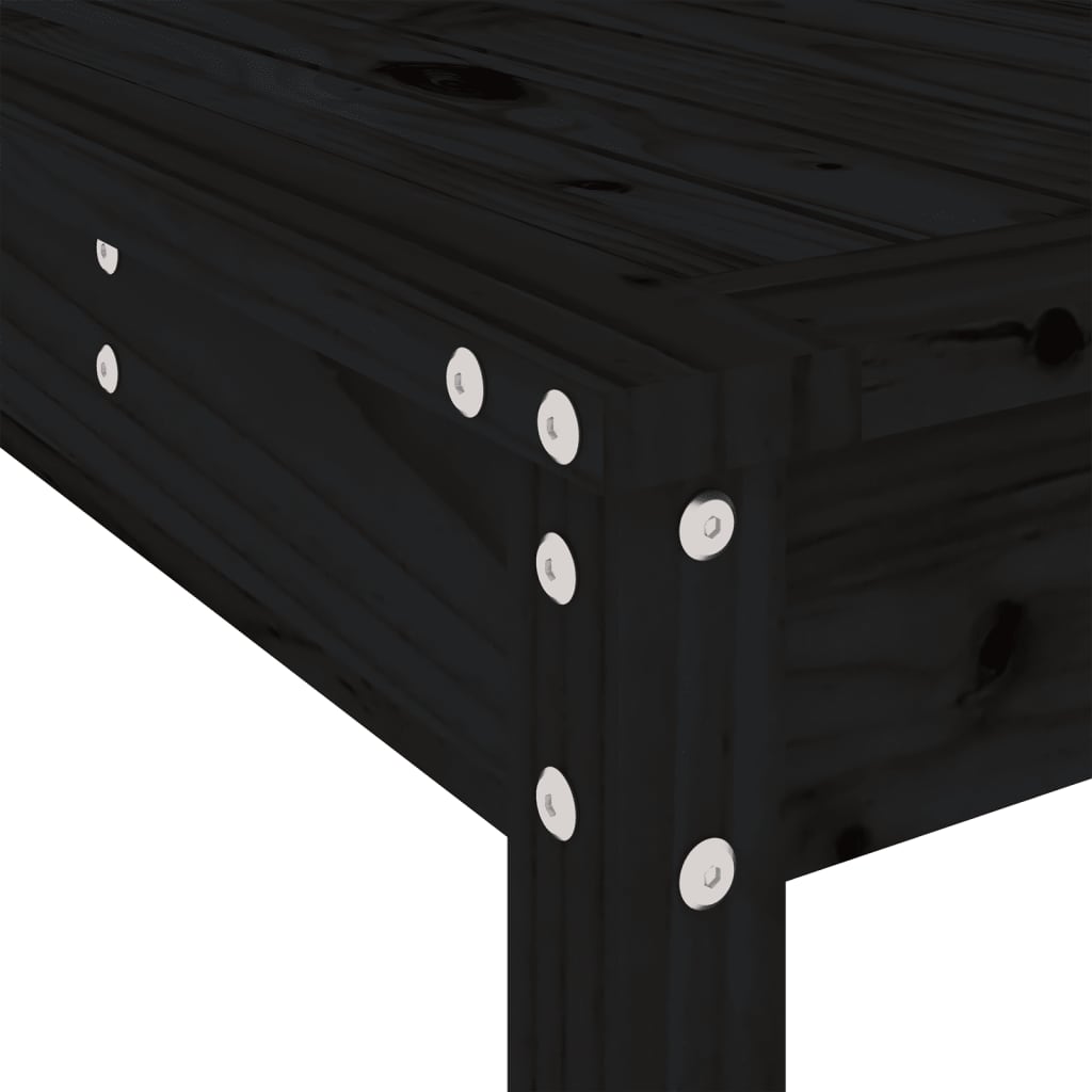 7 Piece Garden Bar Set Black Solid Wood Pine