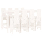 9 Piece Garden Bar Set White Solid Wood Pine
