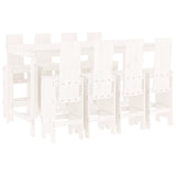 9 Piece Garden Bar Set White Solid Wood Pine - Front View