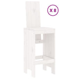 9 Piece Garden Bar Set White Solid Wood Pine - Side View