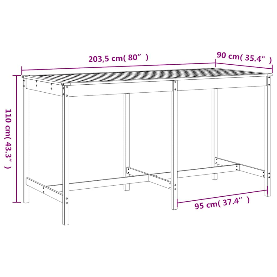 9 Piece Garden Bar Set White Solid Wood Pine