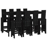 9 Piece Garden Bar Set Black Solid Wood Pine