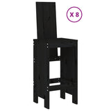 9 Piece Garden Bar Set Black Solid Wood Pine - Side View