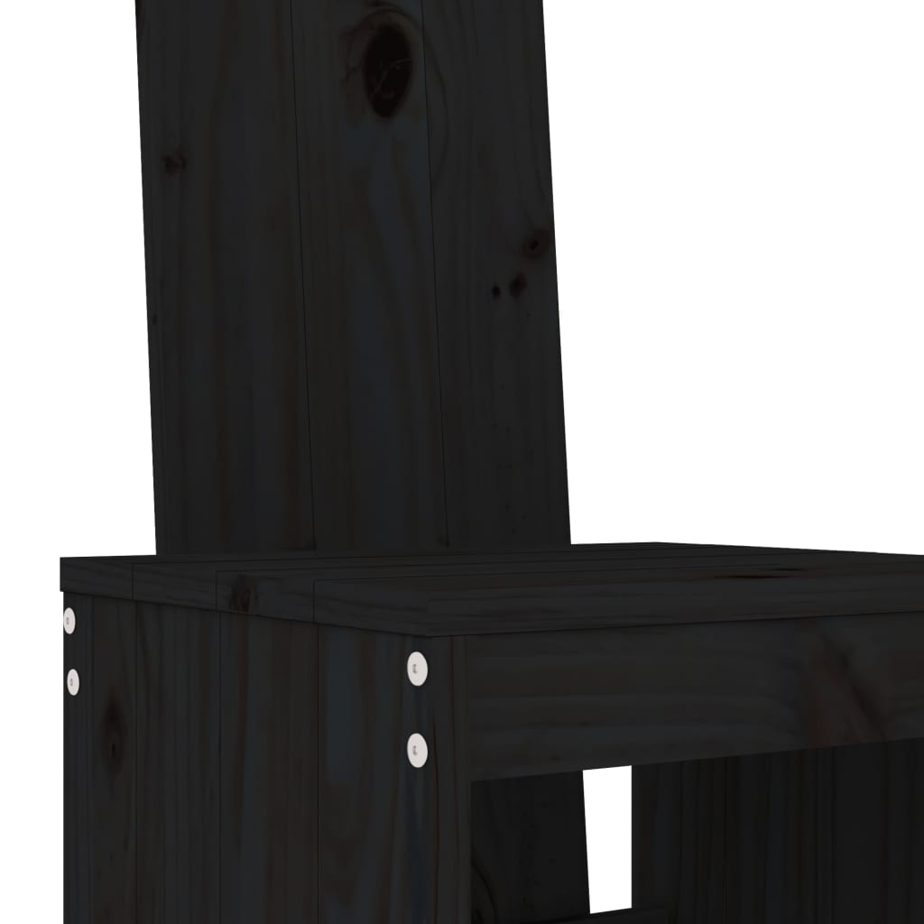 9 Piece Garden Bar Set Black Solid Wood Pine