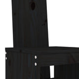9 Piece Garden Bar Set Black Solid Wood Pine