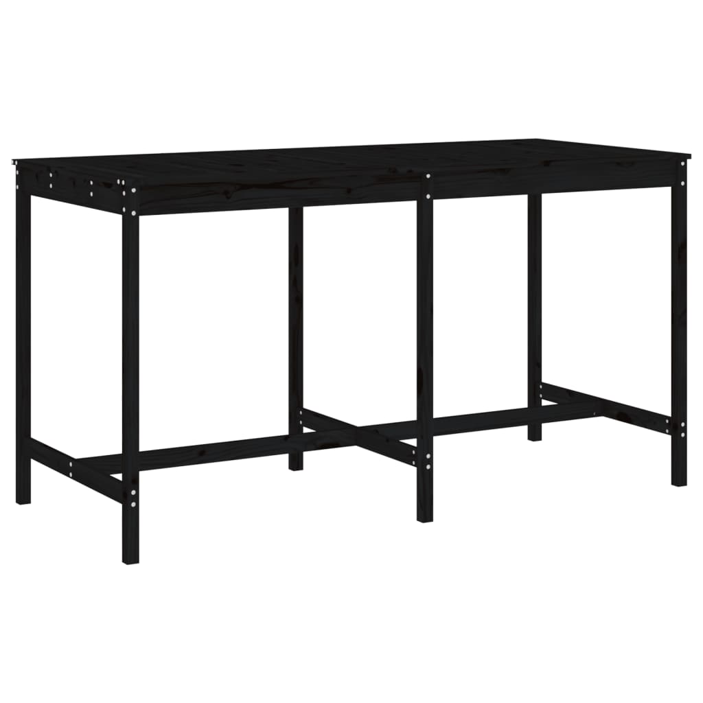 9 Piece Garden Bar Set Black Solid Wood Pine