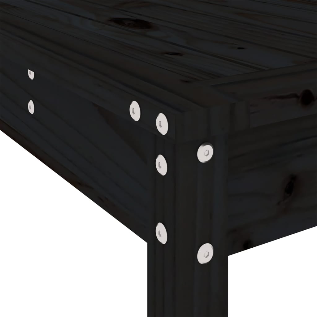 9 Piece Garden Bar Set Black Solid Wood Pine