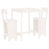 3 Piece Garden Bar Set White Solid Wood Pine - Front View
