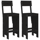3 Piece Garden Bar Set Black Solid Wood Pine - Side View