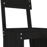 3 Piece Garden Bar Set Black Solid Wood Pine - 45-Degree Angle