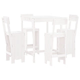 5 Piece Garden Bar Set White Solid Wood Pine - Front View