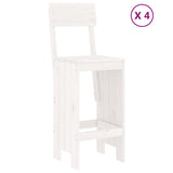 5 Piece Garden Bar Set White Solid Wood Pine - Side View