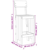 5 Piece Garden Bar Set White Solid Wood Pine - Extra Image