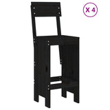 5 Piece Garden Bar Set Black Solid Wood Pine - Side View