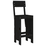 5 Piece Garden Bar Set Black Solid Wood Pine - Top-Down View