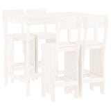 5 Piece Garden Bar Set White Solid Wood Pine - Front View
