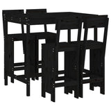 5 Piece Garden Bar Set Black Solid Wood Pine - Front View