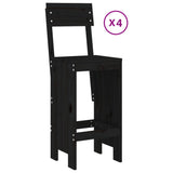 5 Piece Garden Bar Set Black Solid Wood Pine - Side View