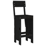 5 Piece Garden Bar Set Black Solid Wood Pine - Top-Down View