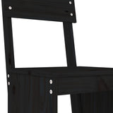 5 Piece Garden Bar Set Black Solid Wood Pine - 45-Degree Angle