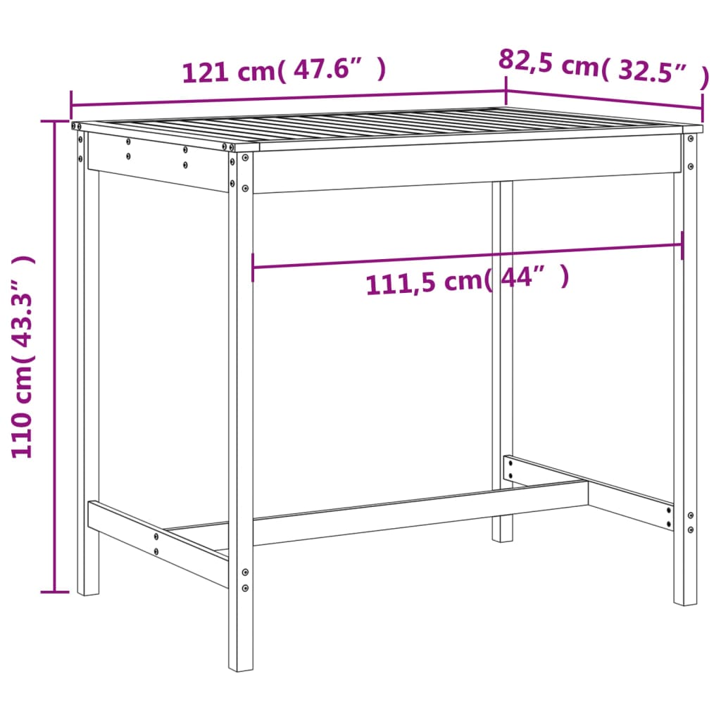 5 Piece Garden Bar Set Black Solid Wood Pine