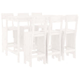 7 Piece Garden Bar Set White Solid Wood Pine - Front View