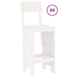 7 Piece Garden Bar Set White Solid Wood Pine - Side View