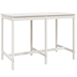 7 Piece Garden Bar Set White Solid Wood Pine - Rear View